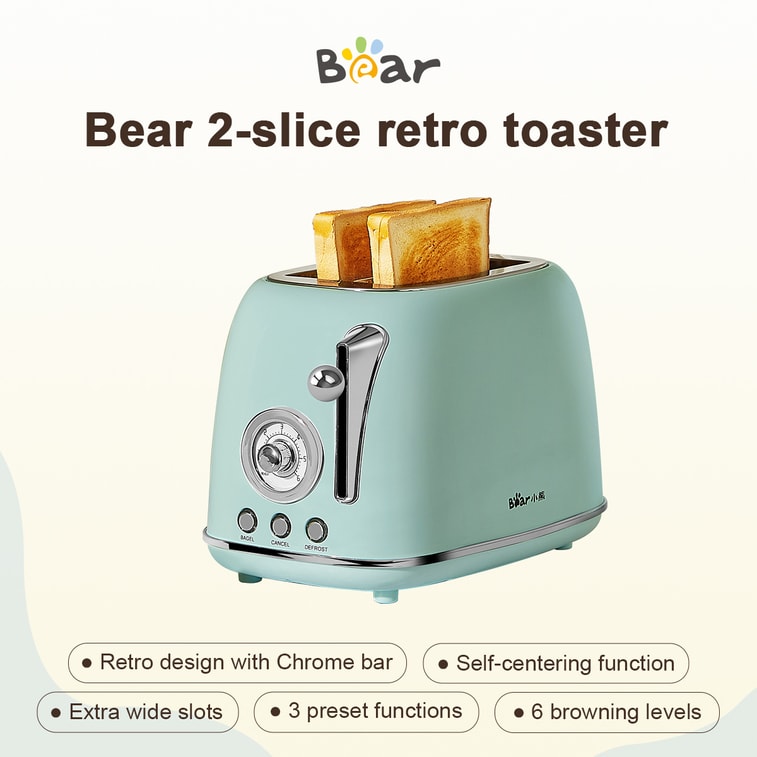 Bear 2-Slice Electric Toaster DSL-P02D5 - Retro Style